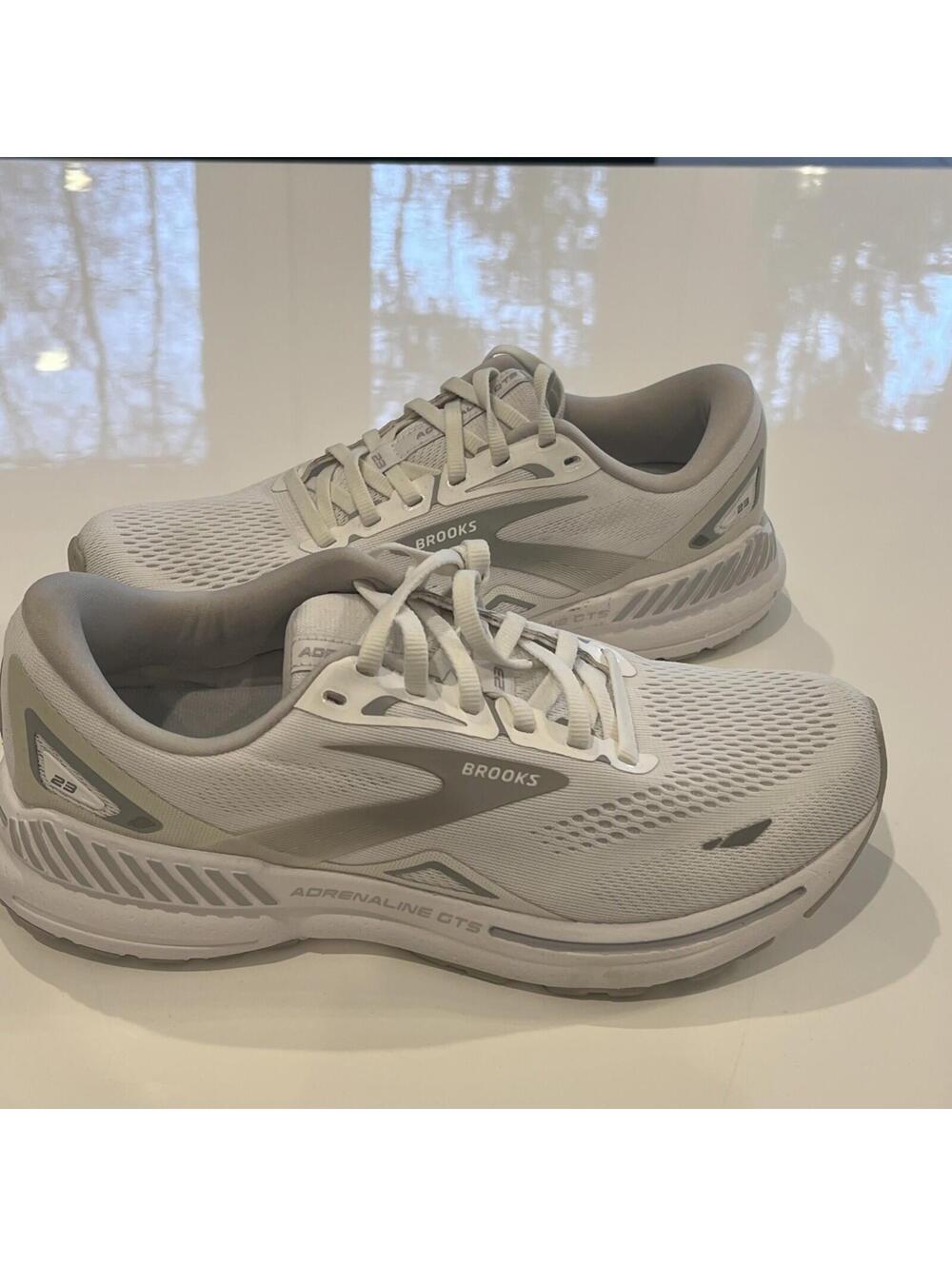 Women's Brooks Adrenaline GTS 23, White/Oyster/Silver, 9.5 B Medium US - Picture 2 of 8
